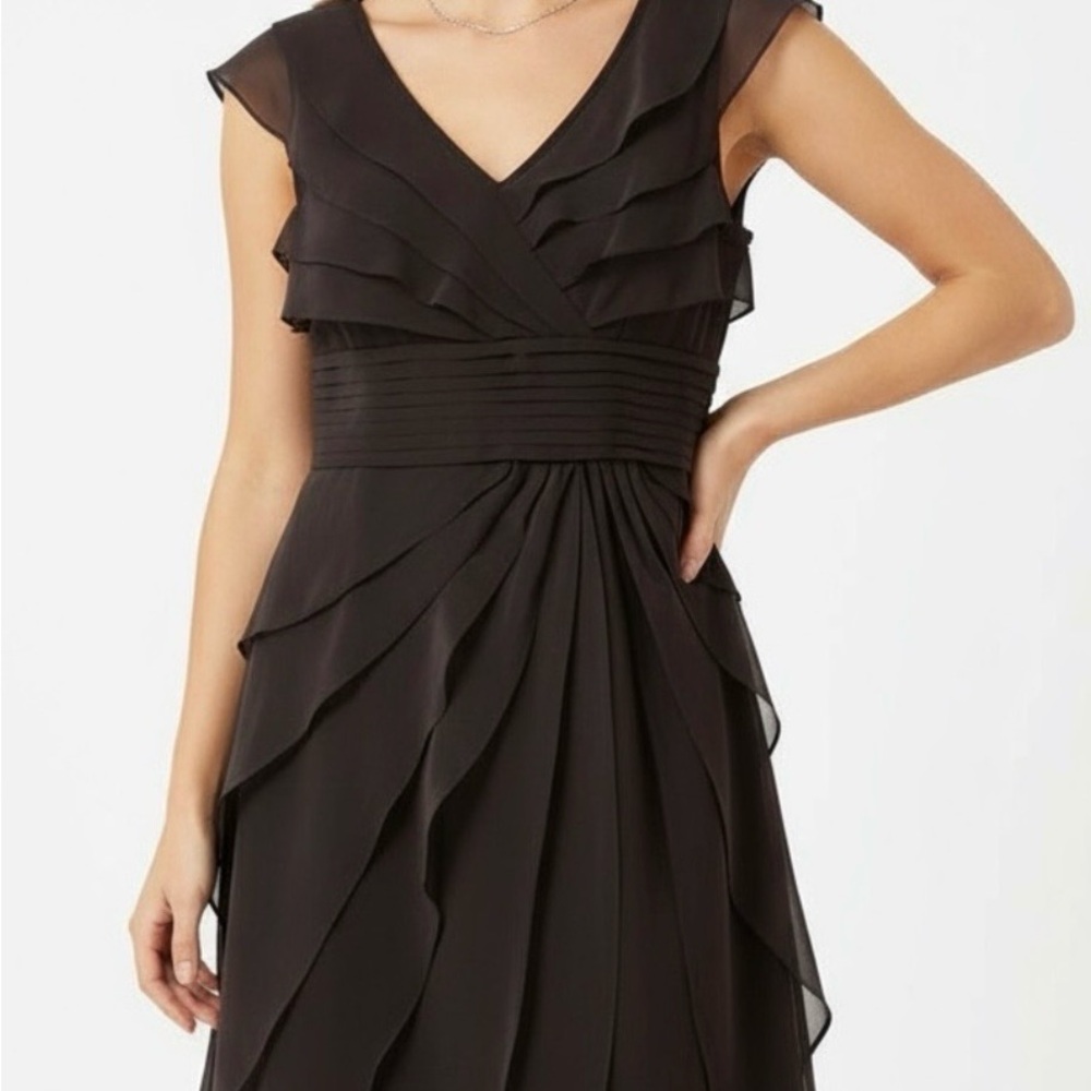Elegant Black Ruffled Dress. Size 12.